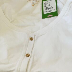 NWT LILLY PULITZER Sorella top shirt resort white large Henley cotton NEW XL